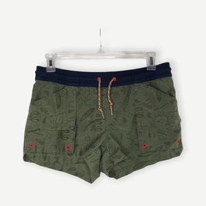 Columbia navy/olive green camp graphic shorts, M